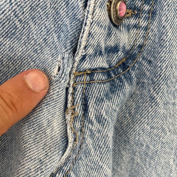 Z Cavaricci Jeans‎ Women 26 (Actual 24) Blue Acid Wash Rhinestone Button Fly VTG - Picture 8 of 16